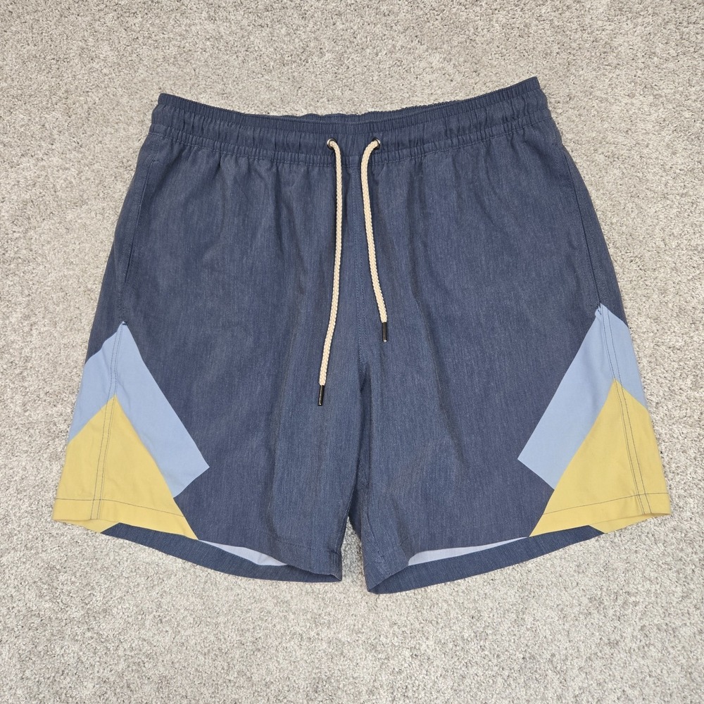 Fair Harbor lined drawstring hybrid shorts mens XL gray‎ blue yellow